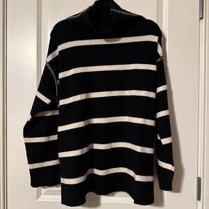Alice + Olivia Black and White Striped Turtleneck Sweater